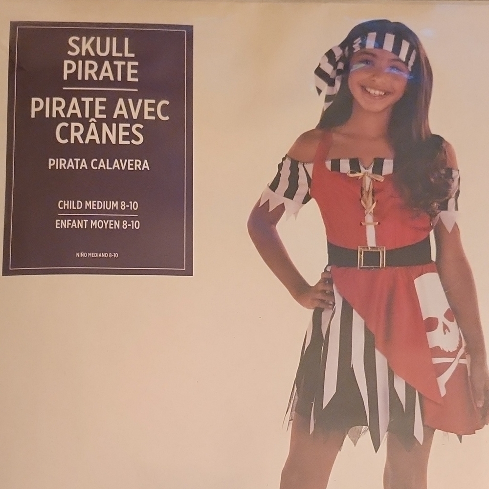 Amscan Skull Pirate Costume for Kids - Red, Black, and White